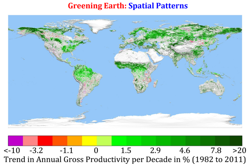 Greening Earth: spatial patterns (map)